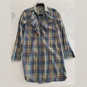 Flannel Dress - Ruffle Neck - Rugby Ralph Lauren